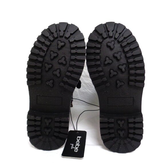 Girl's bebe Combat Boots NWT Black and Pink Patent with Glitter size 13 - Picture 3 of 9